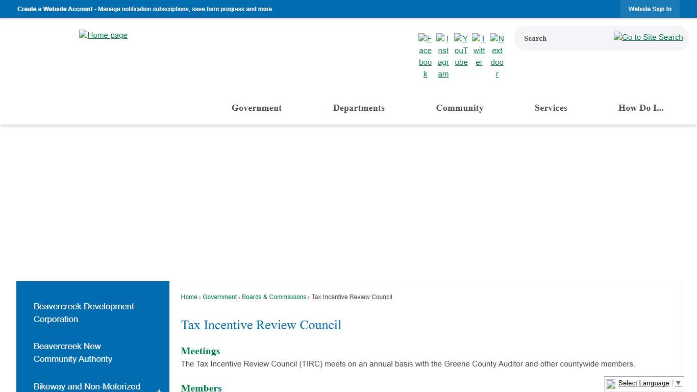 Tax Incentive Review Council Beavercreek, OH - Official Website